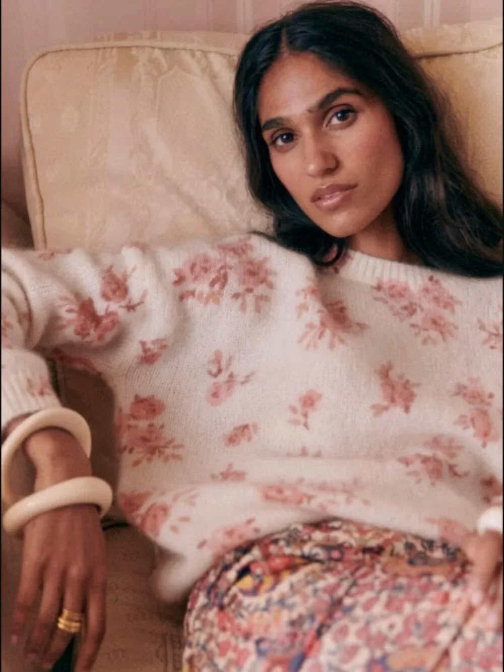 Sezane Eloisa Jumper - Small Pink Flowers - XXS - Picture 1 of 11